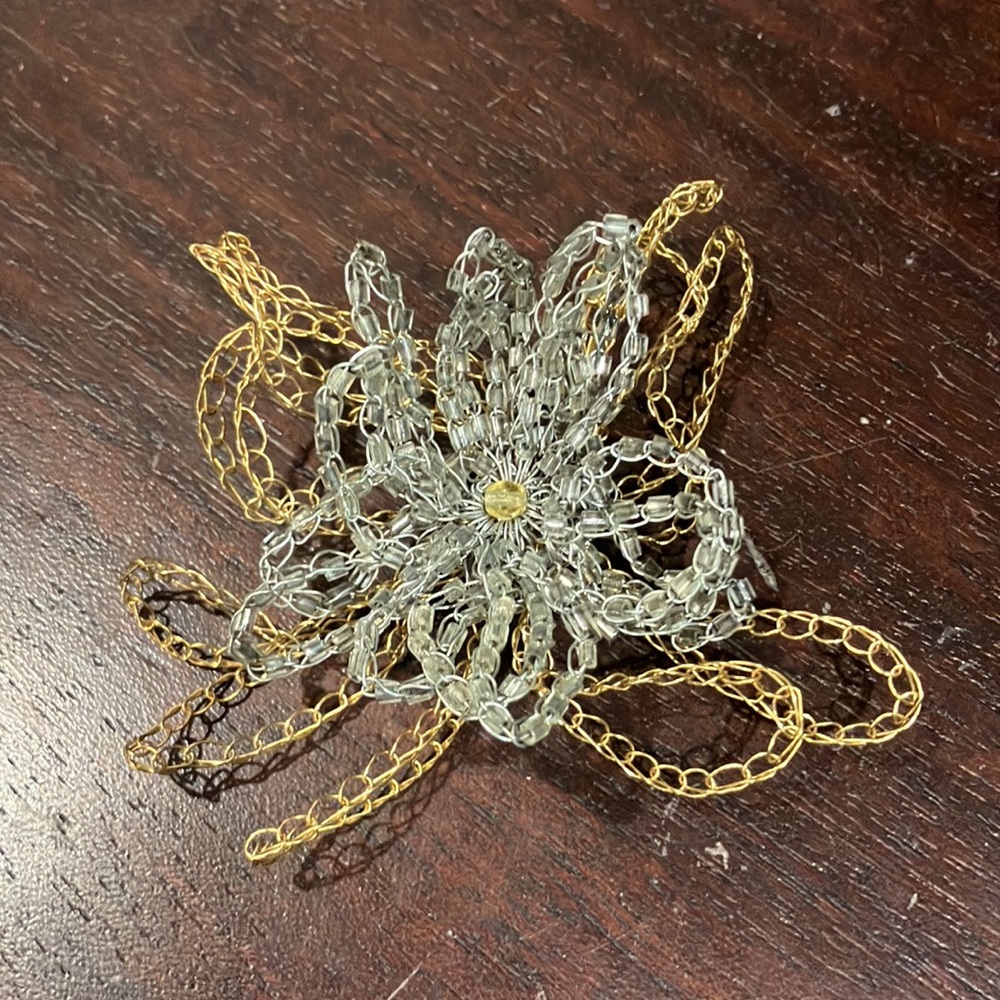 Lisa Toland Crochet Metal Flower Brooch